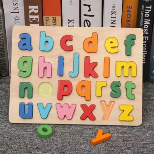 Puzzle lemn litere mici colorate de la A la Z
