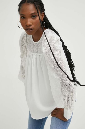 Answear Lab bluza x colecția limitată SISTERHOOD femei, culoarea alb, cu imprimeu