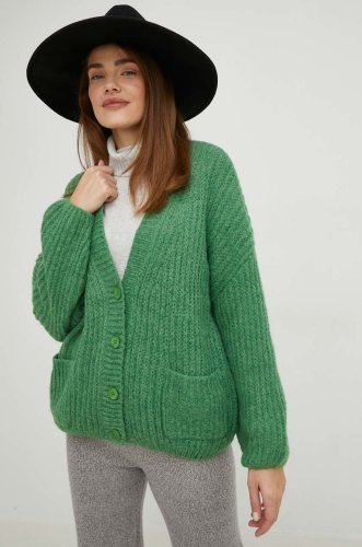 Answear Lab cardigan de lana femei, culoarea verde, călduros