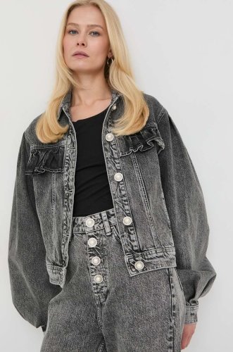 Custommade geaca jeans femei, culoarea gri, de tranzitie