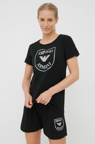 Emporio Armani Underwear pijamale de bumbac culoarea negru, bumbac