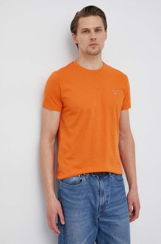Gant tricou din bumbac culoarea portocaliu, cu imprimeu