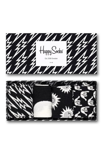 Happy Socks - Sosete Black And White (4-pack)
