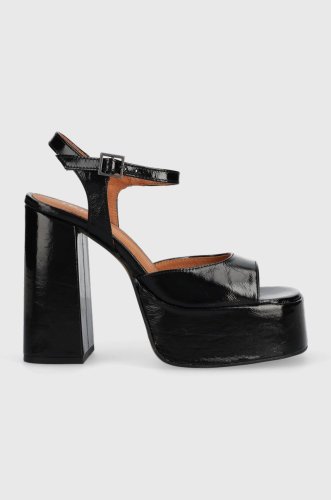 Jonak sandale de piele BASILE CUIR BRILLANT culoarea negru, 3400110