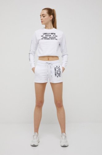 LaBellaMafia bluză trening femei, culoarea alb, cu imprimeu