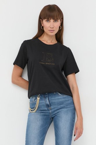 Luisa Spagnoli tricou din bumbac culoarea negru