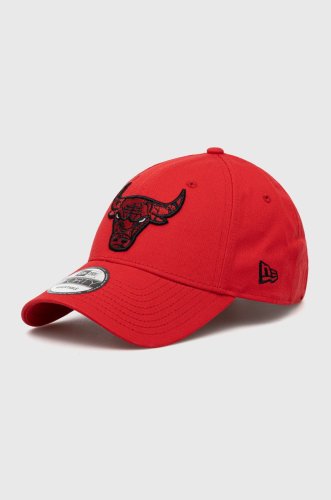 New Era șapcă de baseball din bumbac culoarea rosu, cu imprimeu