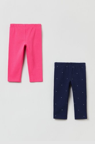 OVS leggins din bumbac pentru copii culoarea roz, neted