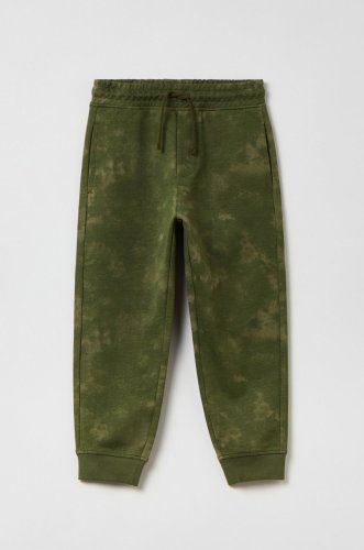 OVS pantaloni de trening pentru copii culoarea verde, modelator