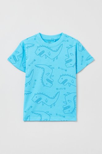 OVS tricou de bumbac pentru copii culoarea turcoaz, cu imprimeu