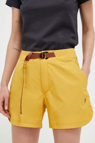 Peak Performance pantaloni scurți outdoor Vislight Light culoarea galben, neted, high waist