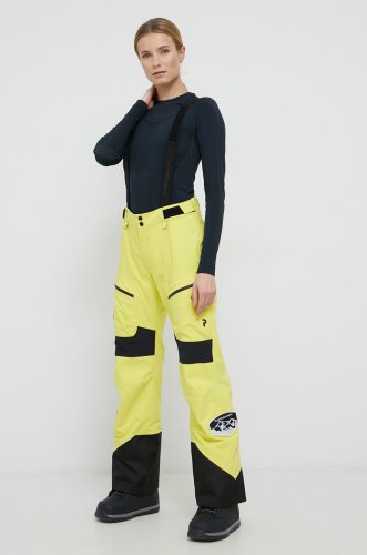 Peak Performance Pantaloni snowboard femei, culoarea galben
