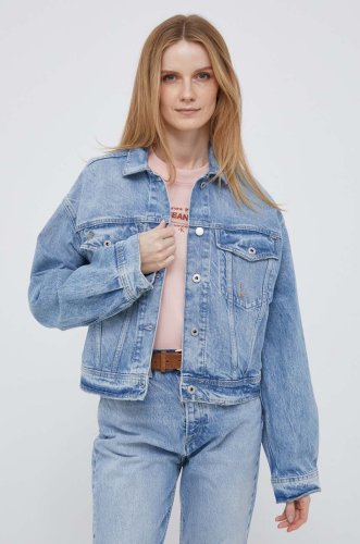 Pepe Jeans geaca jeans Turner Rainbow femei, de tranzitie, oversize