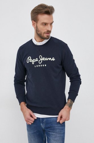 Pepe Jeans Hanorac de bumbac George bărbați, culoarea albastru marin, material neted