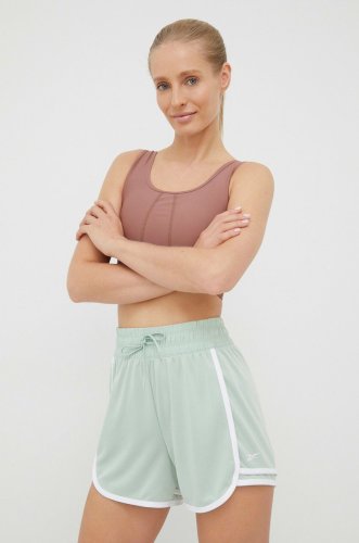 Reebok pantaloni scurți de antrenament Workout Ready HD7661 femei, culoarea verde, neted, high waist
