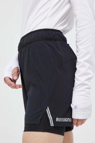 Rossignol pantaloni scurti sport femei, culoarea negru, neted, high waist