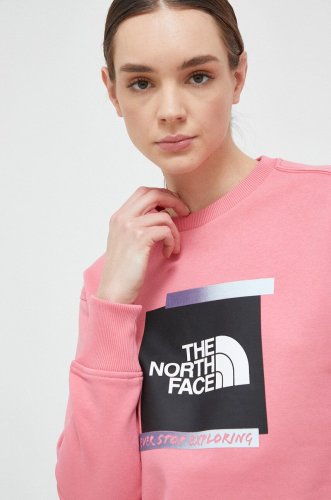 The North Face bluza femei, culoarea roz, cu imprimeu