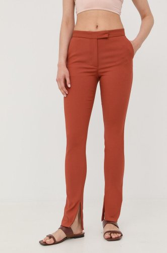 Tiger Of Sweden pantaloni femei, culoarea portocaliu, fason tigareta, high waist