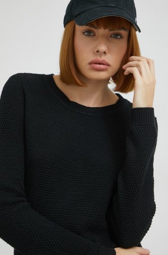 Vila pulover de bumbac femei, culoarea negru, light