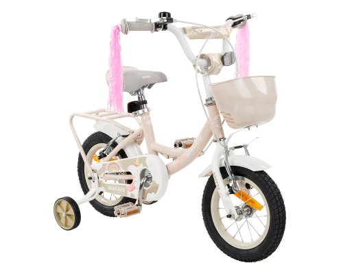 Bicicleta 12 inch cu roti ajutatoare si cosulet frontal makani breeze light pink