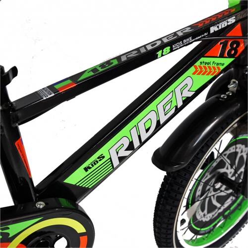 Bicicleta Carpat Rider C1807C 18 V-Brake cu cosulet si roti ajutatoare 5-7 ani negruverde