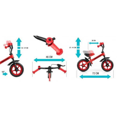 Bicicleta fara pedale cu frana Dragon Red