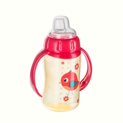 Cana antrenament Canpol Babies cu tetina din silicon Cute Animals Pasare 320ml 56512 Red