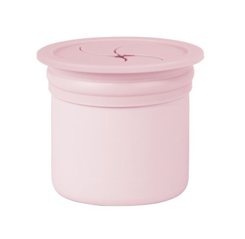 Cana cu pai si recipient gustari Minikoioi premium silicone Sip+Snack pinky pinkvelvet rose