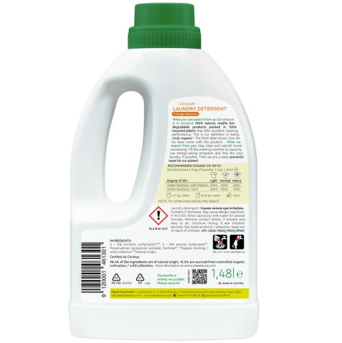 Detergent bio Planet Pure pentru rufe colorate flori de portocal 1.48 litri