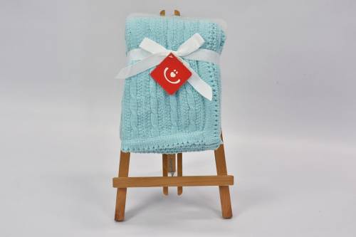 Patura tricotata chenille Bobobaby 76x102 cm Blue