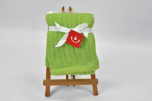 Patura tricotata chenille Bobobaby 76x102 cm Green