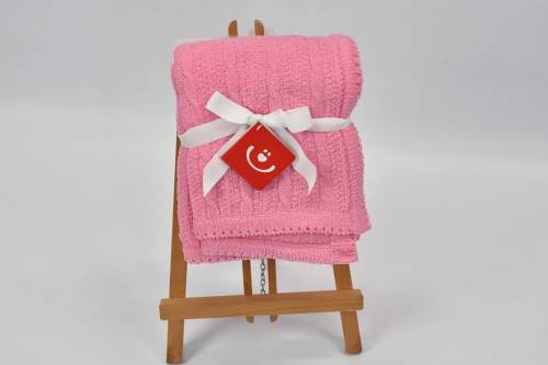 Patura tricotata chenille Bobobaby 76x102 cm Pink