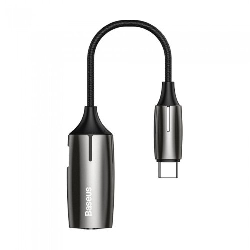 Adaptor Baseus, Audio Converter L60S, USB-C to USB-C to Jack 3,5 mm, Gri