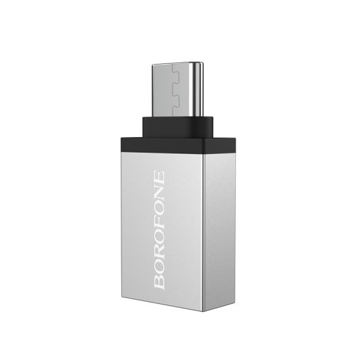 Adaptor Borofone, BV3 USB-C to USB, Argintiu