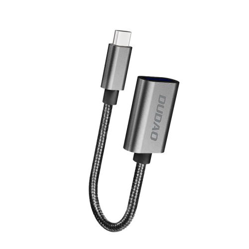 Adaptor Dudao OTG, USB to USB Type-C, Gri