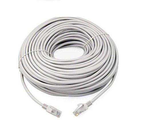 Cablu UTP Retea, Alb/Gri, Ethernet Cat 5e, 50m Lungime - Cablu Patch de Internet cu Mufa, Conector RJ45