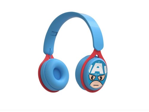 Casti audio wireless pentru copii, cu personaje animate Capitan America, albastru OMC