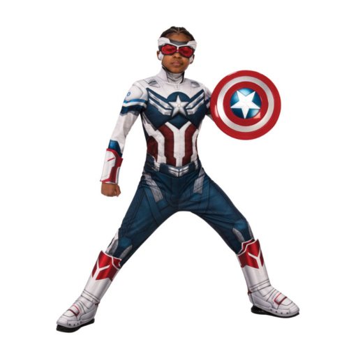 Costum Captain America Deluxe cu muschi pentru baieti - The Falcon and the Winter Soldier 130 - 140 cm 8-10 ani