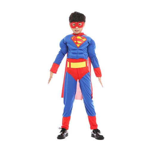 Costum cu muschi Superman pentru baieti 128 - 140 cm 7-9 ani