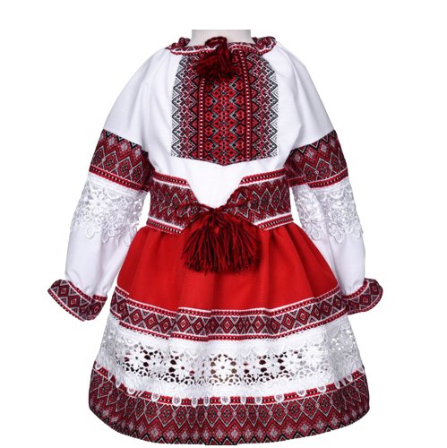 Costum Popular Muntenia pentru fete, rosu 3 ani 98 cm