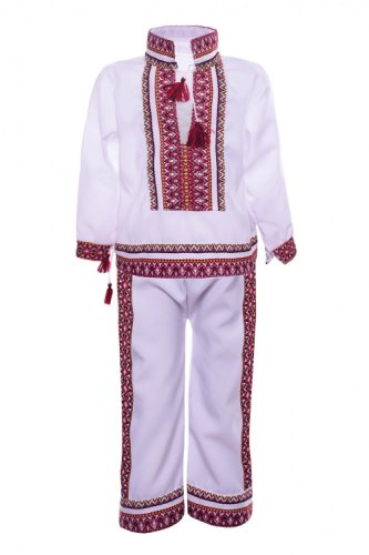 Costum Popular pentru baieti 2 piese, alb 104 4 ani