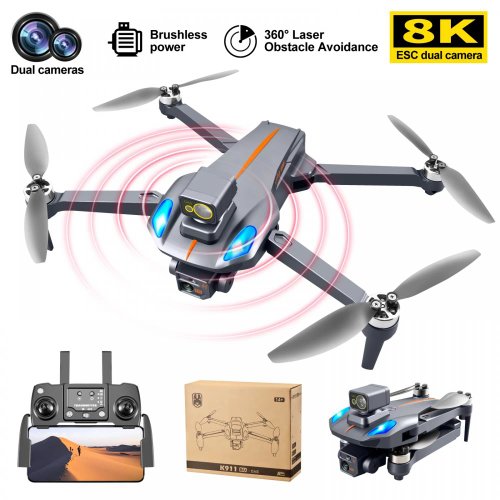 Drona K911 MAX GPS cu obiectiv pentru evitarea obstacolelor laser 360Â° cu 2 camera 4k/8k HD ESC FPV 5G Wifi GPS brate pliabile distanta de control: ~1200 m autonomie zbor ~ 20 de minute