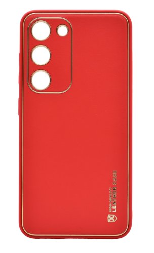 Husa eleganta din piele ecologica pentru Samsung Galaxy A34 cu accente aurii, Rosu