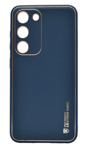 Husa eleganta din piele ecologica pentru Samsung Galaxy A52 cu accente aurii, Albastru inchis