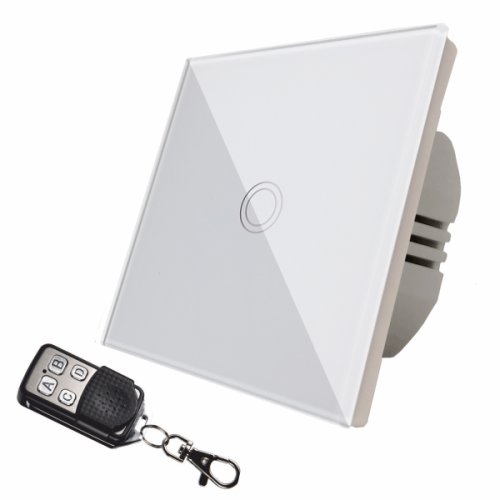 Intrerupator Touch Inteligent Alb, simplu, cu telecomanda RF, sticla securizata, Instalare Usoara, Control Fiabil al Iluminatului