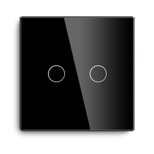 Intrerupator Touch Inteligent Negru, dublu, sticla securizata, Durabil, Igienic si Elegant, Instalare Usoara, Control Fiabil al Iluminatului