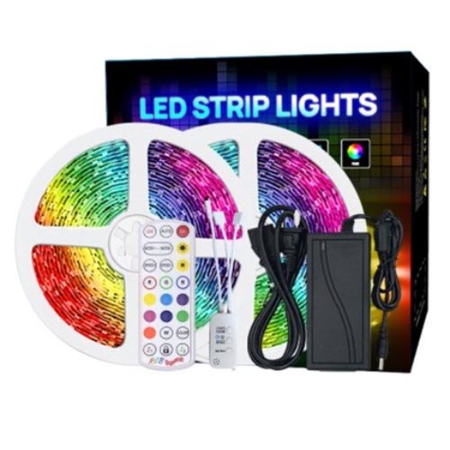 Kit Banda Led, 5050 RGB, lumina multicolora, 10 metri cu controlul telefonului, Bluetooth exterior, 2x5M, schimba culorile cu ritmul muzicii