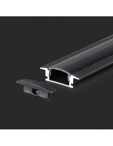 Kit Montaj din Aluminiu pentru Banda LED Negru Încastrat 2000x24.7x7mm