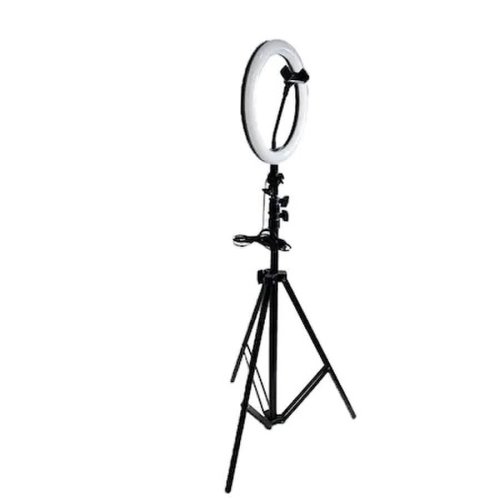 Lampa Circulara Profesionala, FOXMAG24, 14 inch, Cu Trepied, LED, Usor de Folosit, Usor de Instalat, Lumina Puternica, Destinat pentru Fotografii Profesionale, Negru
