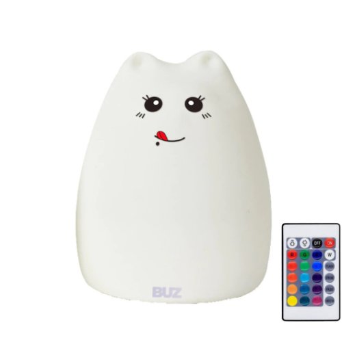 Lampa de veghe LED pisicuta iubitoare multicolora din silicon moale, control prin telecomanda, buz